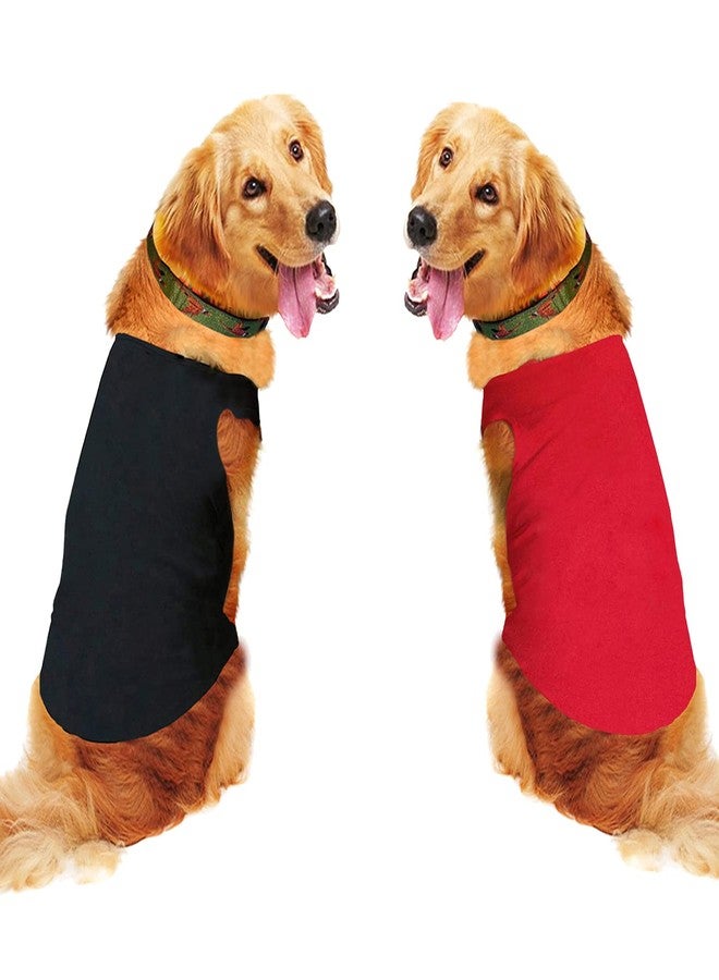 Sage Square Comfort Cotton Dog T-Shirt (Pack of 2), Sleeveless Vest for Dog Clothes, Puppy Tank Top Fashion Apparel (Black+Red) (XXLarge) (28inche) - Image 1
